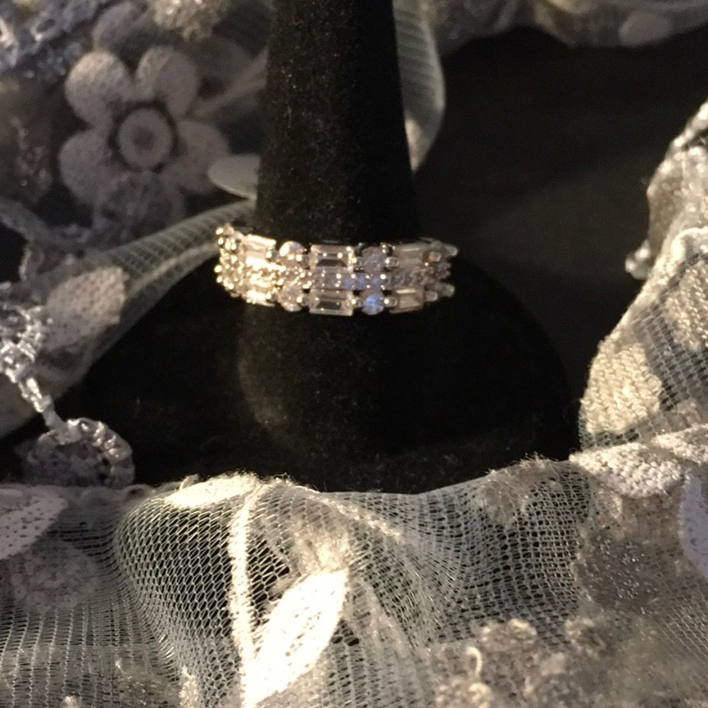 Sterling silver and white sapphire ring